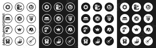 Set No pig, alcohol, Muslim hat for prayer, Octagonal star, Star and crescent, Ramadan fasting, Turkish and Donate pay your zakat icon. Vector