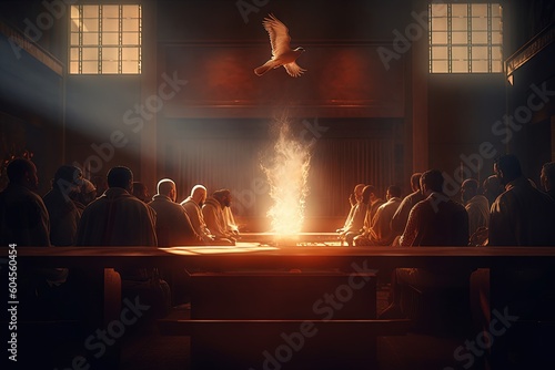 Feierlichkeit und Verbundenheit - Pfingsten in der Kirche, Die Wärme des Feuers - eine Kerze als Symbol der Liebe.	
 photo