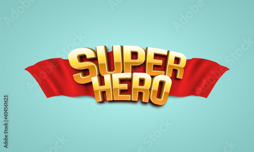 Superhero logo with red cloak. Vector illustration.