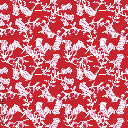 Red Oriental Floral Seamless Pattern Design Background