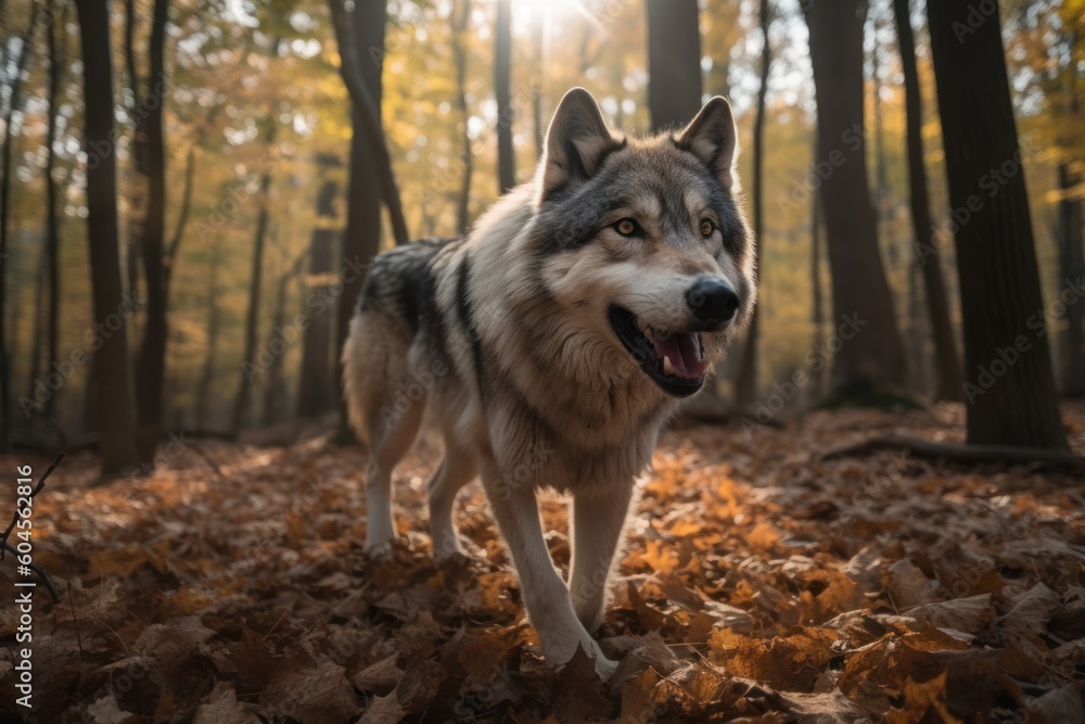 Adorable wolf in the forest. Generative AI Adorable wolf in the forest. Generative AI