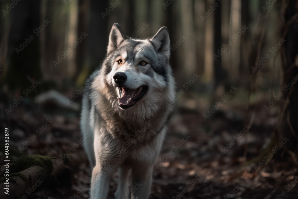 Adorable wolf in the forest. Generative AI Adorable wolf in the forest. Generative AI