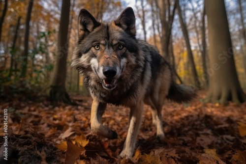 Adorable wolf in the forest. Generative AI © Nutcha