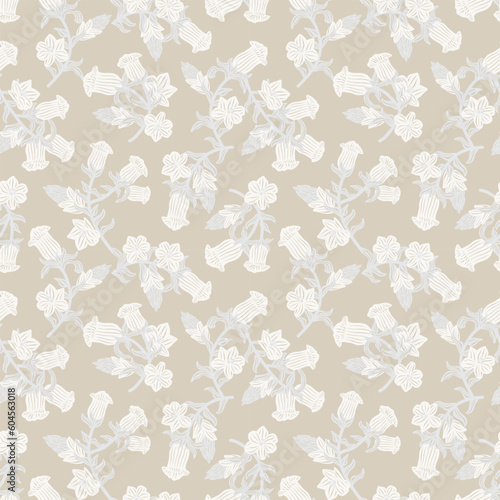 Neutral Colour Oriental Floral Seamless Pattern Design Background