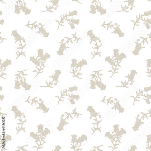 Neutral Colour Oriental Floral Seamless Pattern Design Background