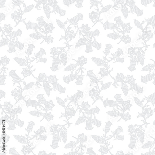 Monochrome Oriental Floral Seamless Pattern Design Background