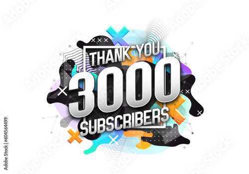 3000 subscribers. Poster for social network and followers. Vector template for your design.