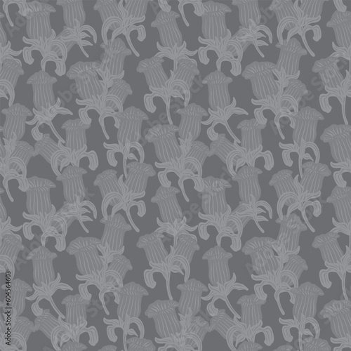 Monochrome Oriental Floral Seamless Pattern Design Background