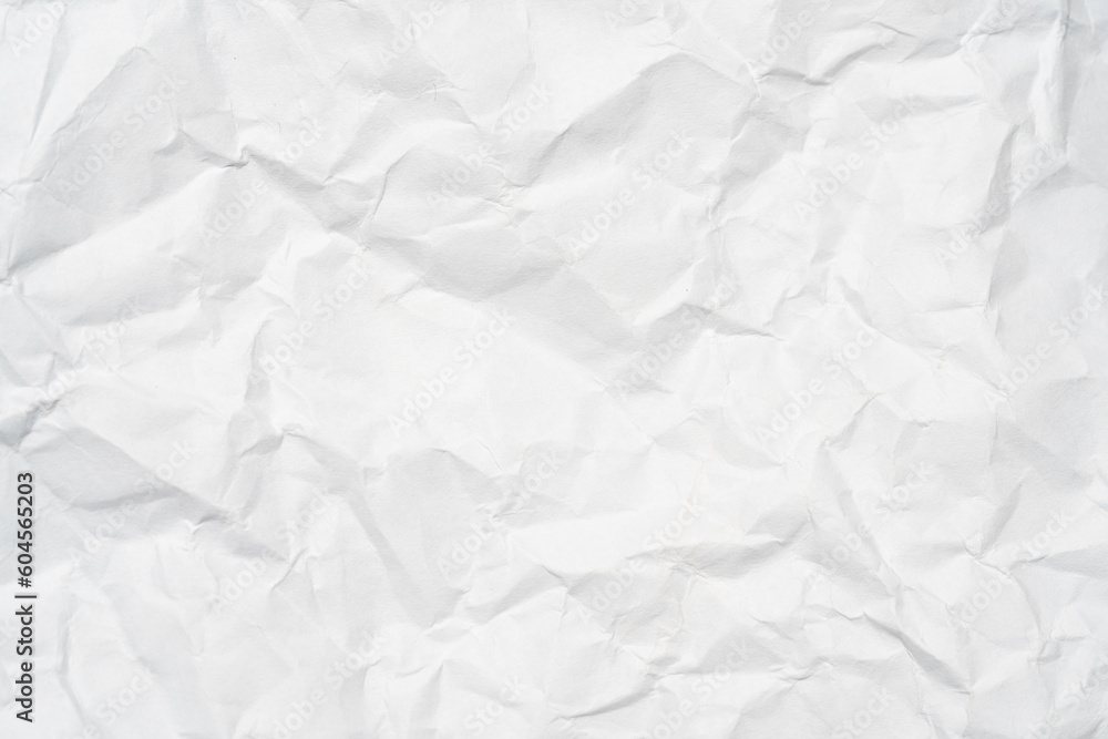 Closeup of white crumpled paper for texture background.