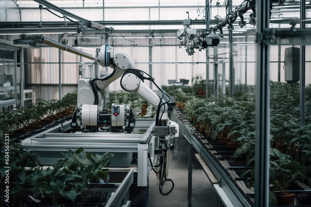 A mechanized and computerized method of planting plant seedlings in a greenhouse with the help of robots, generative AI.