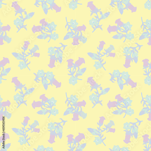 Pastels Oriental Floral Seamless Pattern Design Background