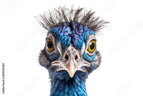 Isolated Peacock Face Shot on Transparent background, Generative Ai