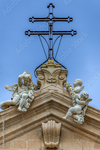 Top of Cathedral on Ortygia island, Syracuse city, Sicily Island, Italy