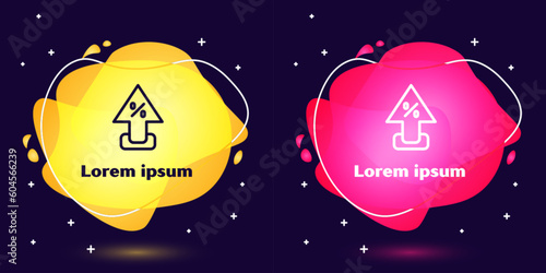 Set line Percent up arrow icon isolated on blue background. Increasing percentage sign. Abstract banner with liquid shapes. Vector