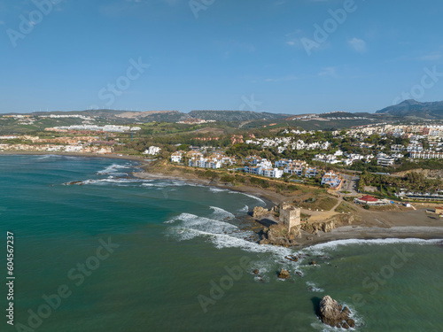 Fototapeta Naklejka Na Ścianę i Meble -  vista de la torre de la sal en la playa del municipio de Casares, Andalucía