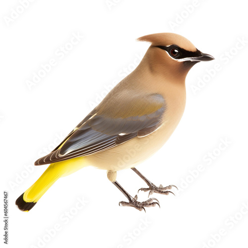 Cedar Waxwing bird isolated on a transparent background, Generative ai  photo