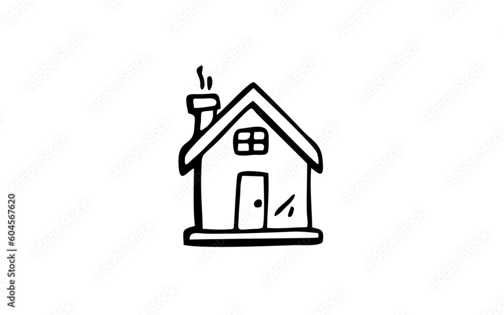 A HOUSE Doodle art illustration with black and white style. A HOUSE Doodle art illustration with black and white style.