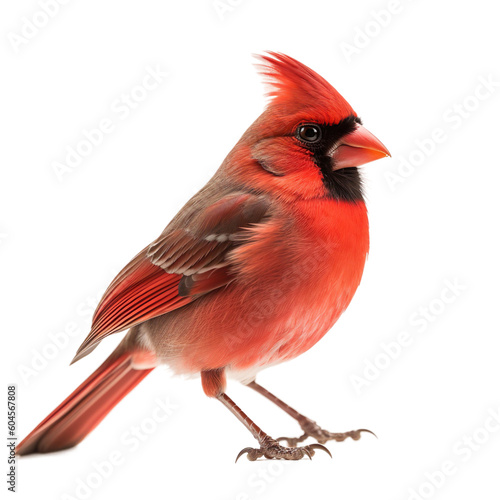 Northern Cardinal bird isolated on a transparent background, Generative ai  © SuperPixel Inc