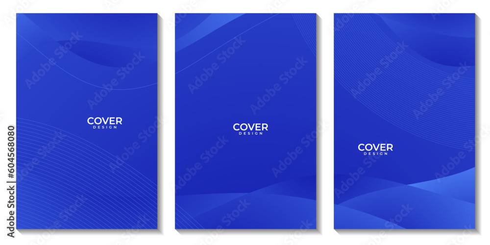 set of flyers blue wave background for business