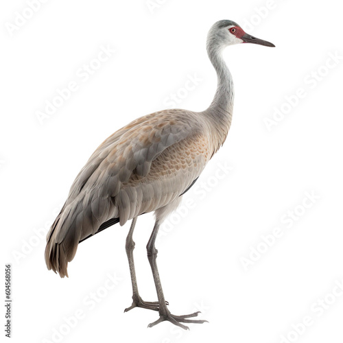 Sandhill Crane bird isolated on a transparent background, Generative ai 