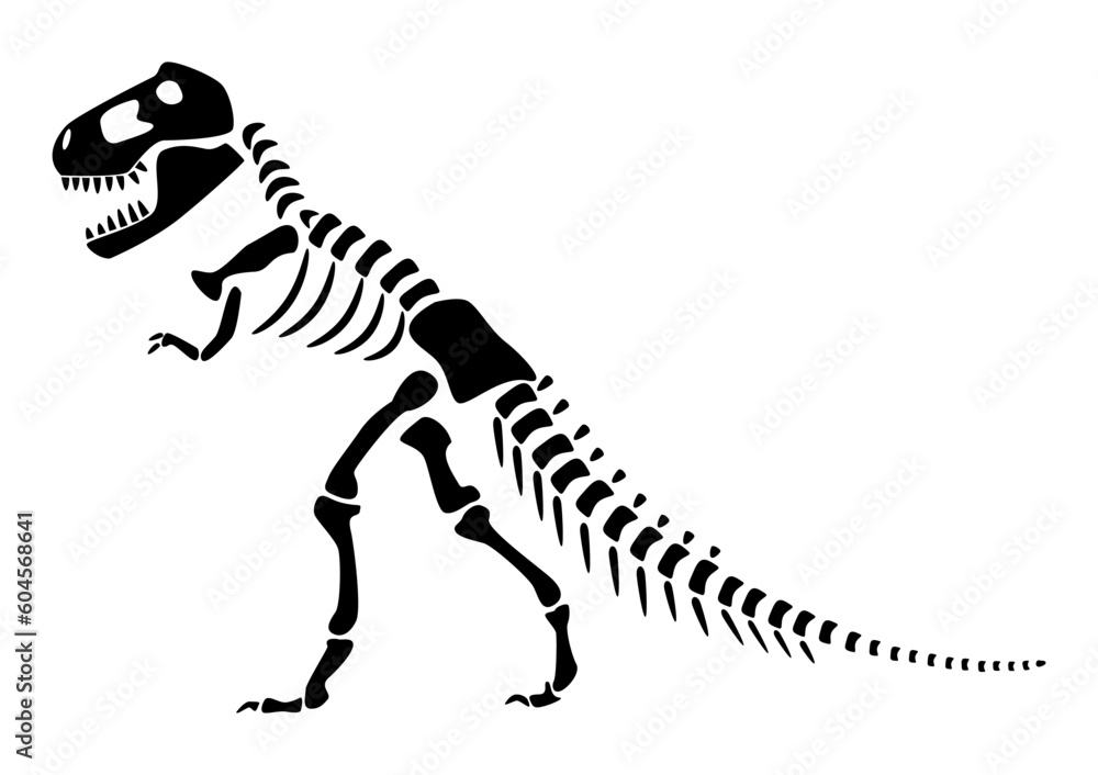 Tyrannosaurus Rex skeleton . Silhouette dinosaurs . Side view . Vector . Tyrannosaurus Rex skeleton . Silhouette dinosaurs . Side view . Vector .
