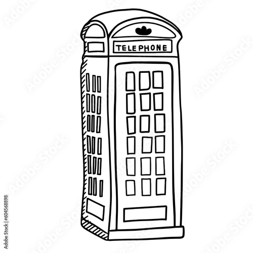 London telephone booth hand drawn 