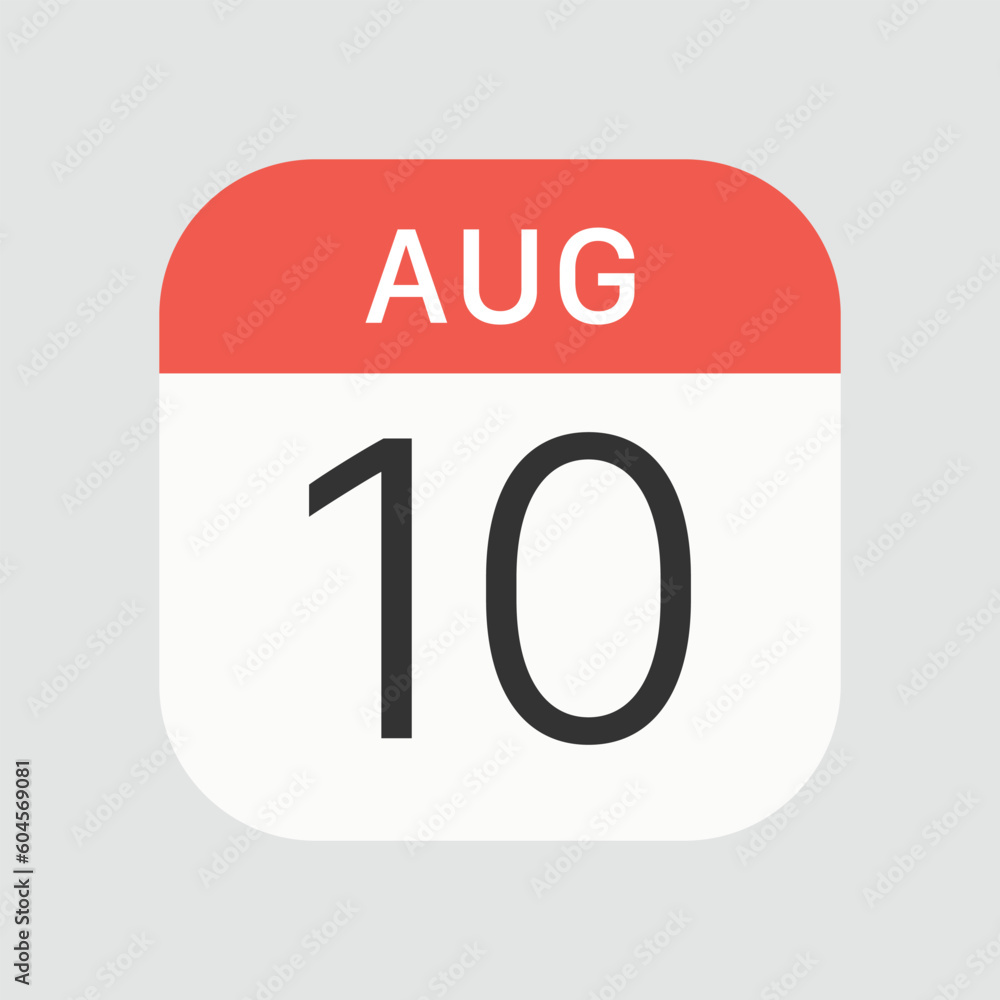 August 10 icon isolated on background. Calendar symbol modern, simple, vector, icon for website design, mobile app, ui. Vector Illustration August 10 icon isolated on background. Calendar symbol modern, simple, vector, icon for website design, mobile app, ui. Vector Illustration