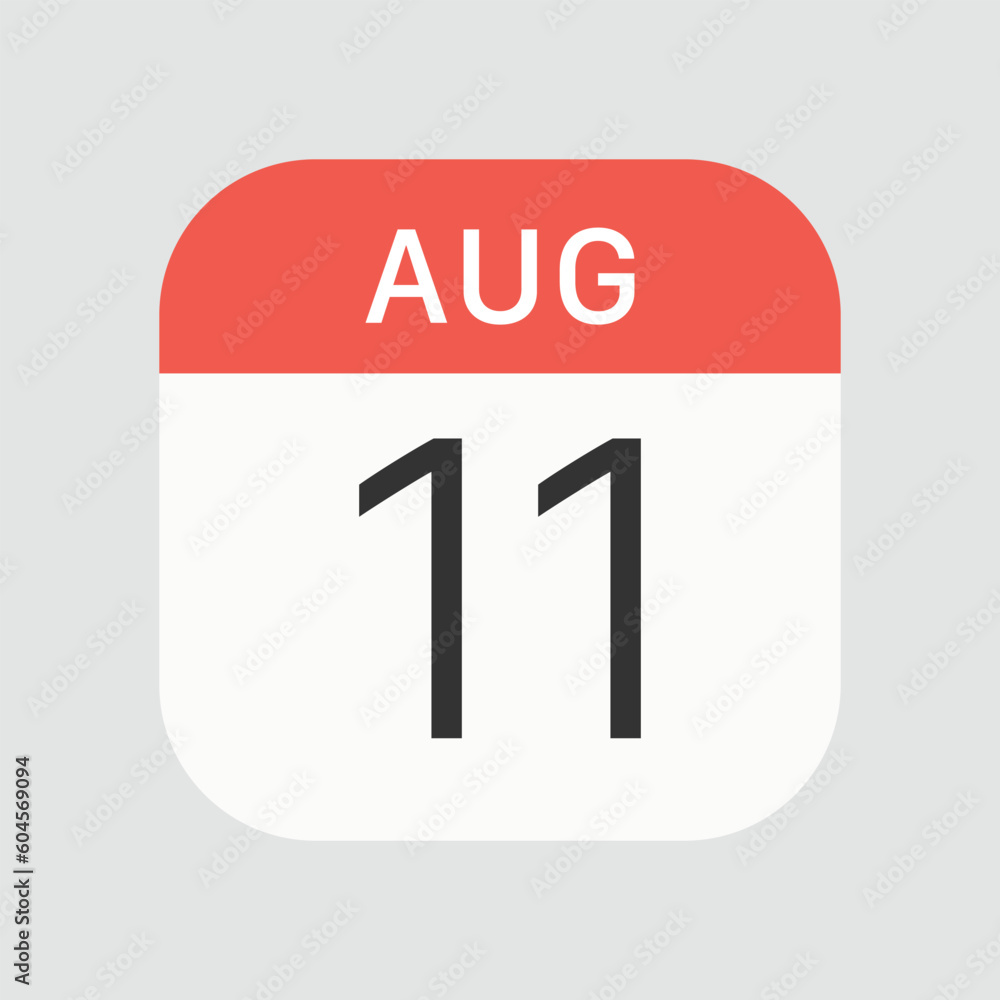 August 11 icon isolated on background. Calendar symbol modern, simple, vector, icon for website design, mobile app, ui. Vector Illustration August 11 icon isolated on background. Calendar symbol modern, simple, vector, icon for website design, mobile app, ui. Vector Illustration