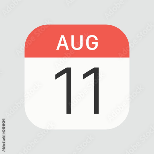 August 11 icon isolated on background. Calendar symbol modern, simple, vector, icon for website design, mobile app, ui. Vector Illustration