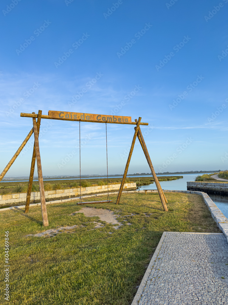 View from the Cambeia pier swing in Murtosa, Aveiro - Portugal. View from the Cambeia pier swing in Murtosa, Aveiro - Portugal.