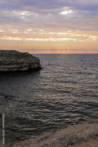 Beautiful Sunset in the clouds over the Black Sea in eastern Crimea