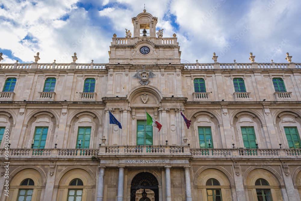 Palace of the University on University Square in historic part of Catania, Sicily Island in Italy