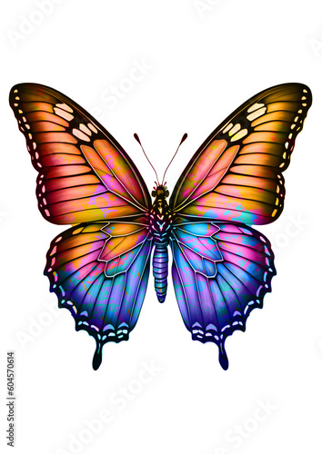 Watercolor Butterfly Art, Butterfly Drawing Isolated on White Background photo