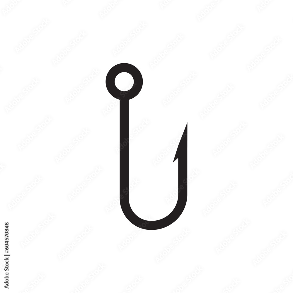 Barbed fish hook vector icon. Fishing hook flat sign design. Fish hook symbol pictogram. UX UI icon Barbed fish hook vector icon. Fishing hook flat sign design. Fish hook symbol pictogram. UX UI icon