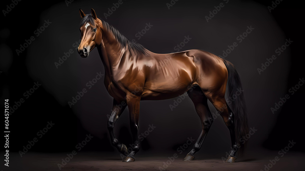 Obraz premium In a captivating display of tranquility, a horse stands serenely, emanating an aura of calm strength. Its statuesque figure exudes grace and poise.