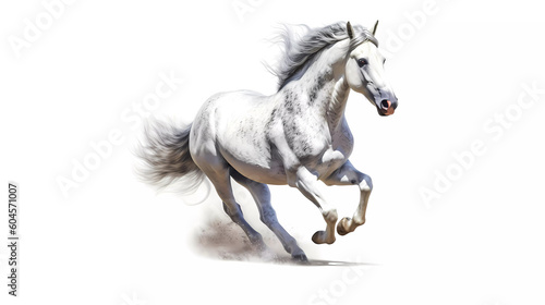 Behold the sight of a horse standing tall on its hind legs  showcasing its remarkable strength and agility. White background. 