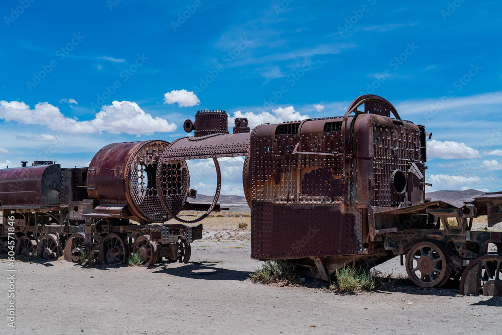 Train graveyard in the bolivian altiplano