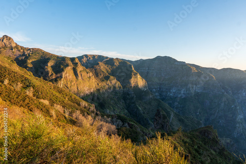 Mountain scenery at sunset of Madeira Parque Natural da Madeira at sunset. portugal © Martin