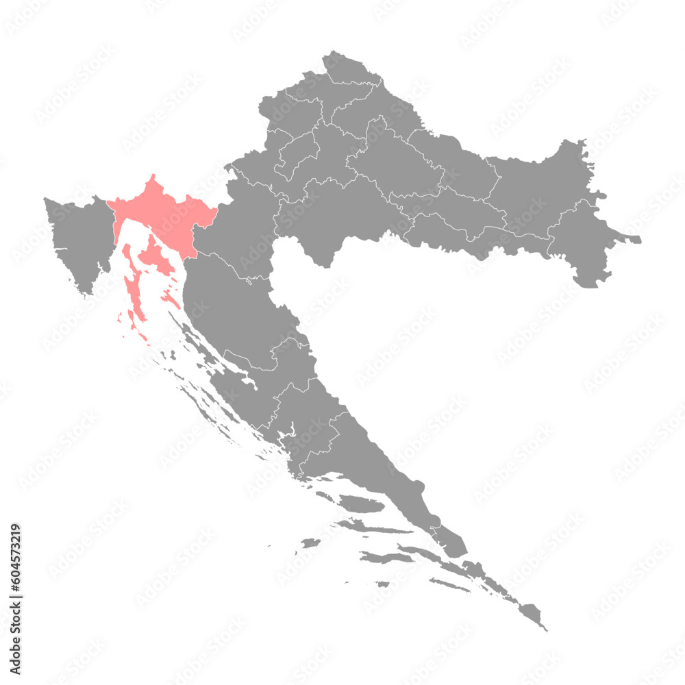 Primorje Gorski Kotar county map, subdivisions of Croatia. Vector illustration.