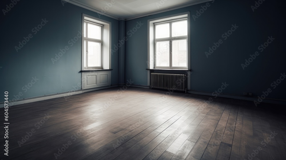 Obraz premium Empty room which just needs to be arranged for a homely environment or an office, but it is also a perfect location for a gallery. Generative AI Technology 