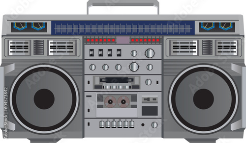 vector illustration of retro style orange radio on white background
