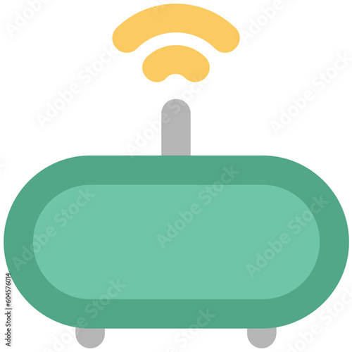 Internet service with wireless wifi router, outline icon for apps and websites