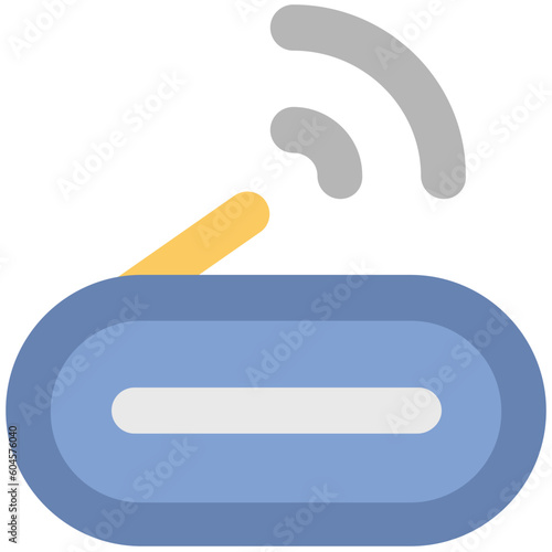 Internet service with wireless wifi router, outline icon for apps and websites