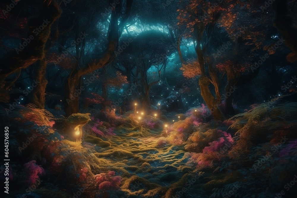 Fairy forest with stars. 