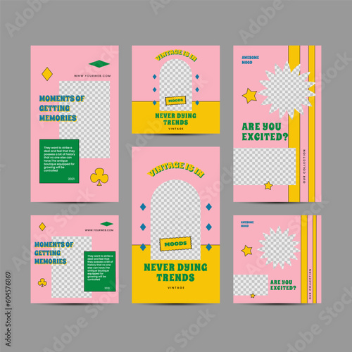Editable template bundle design with Futuristic streetwear fashion design for social media post templates
