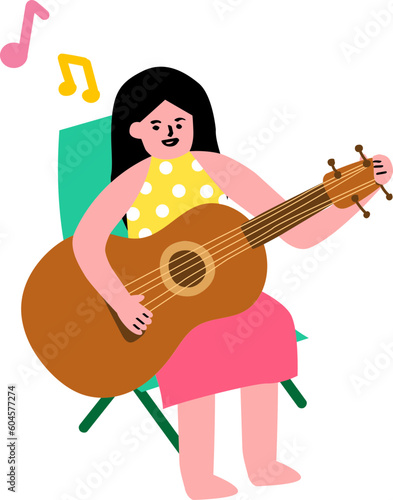 woman play the guitar