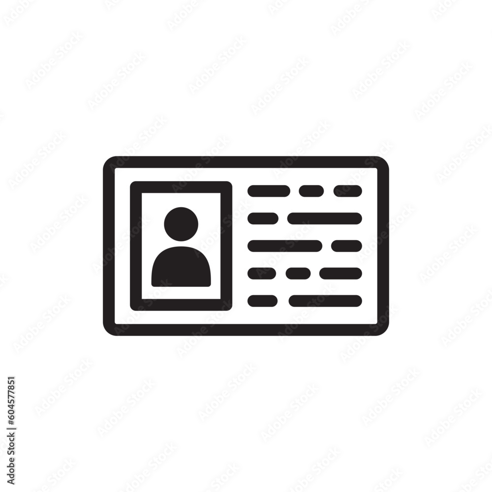 ID card vector icon. Identification card flat sign design. ID card symbol pictogram sign. Member card symbol. VIP person icon. UX UI icon