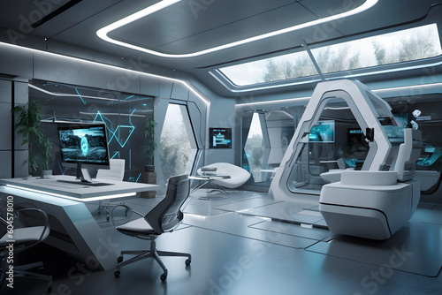 Futuristisches Büro, Zukunft, Architektur, erstellt mit KI