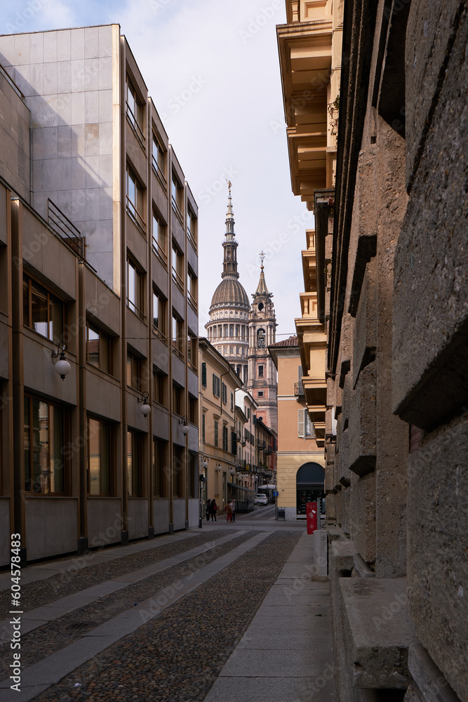 City view from the old town of Novara, Italy