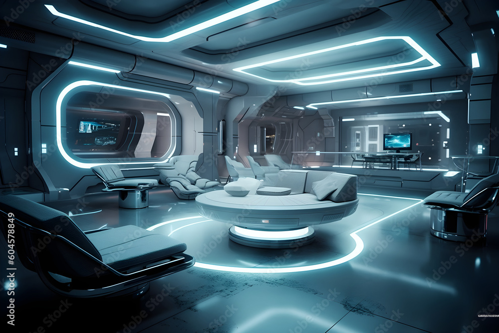 Futuristischer Raum Zukunft, Architektur, erstellt mit KI Futuristischer Raum Zukunft, Architektur, erstellt mit KI